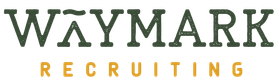 Waymark Recruiting logo with green text and orange “RECRUITING” beneath it