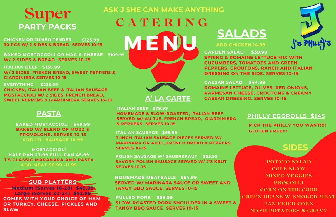 Catering Menu — Midlothian, IL — Coaches Sports Bar & Grill Catering Menu — Midlothian, IL — Coaches Sports Bar & Grill