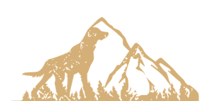 The Bridger Veterinary Specialists and Emergency gold mountain and dog icon from the logo