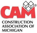 CAM Construction Association of Michigan logo with red CAM letters and black geometric icon