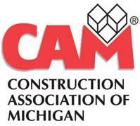 CAM Construction Association of Michigan logo with red CAM letters and black geometric icon