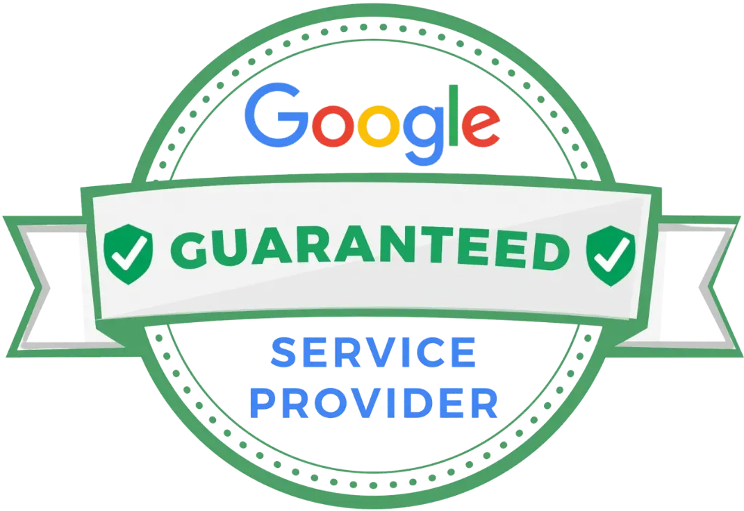 Google Guaranteed Service Provider badge in green, white, and blue with ribbon design