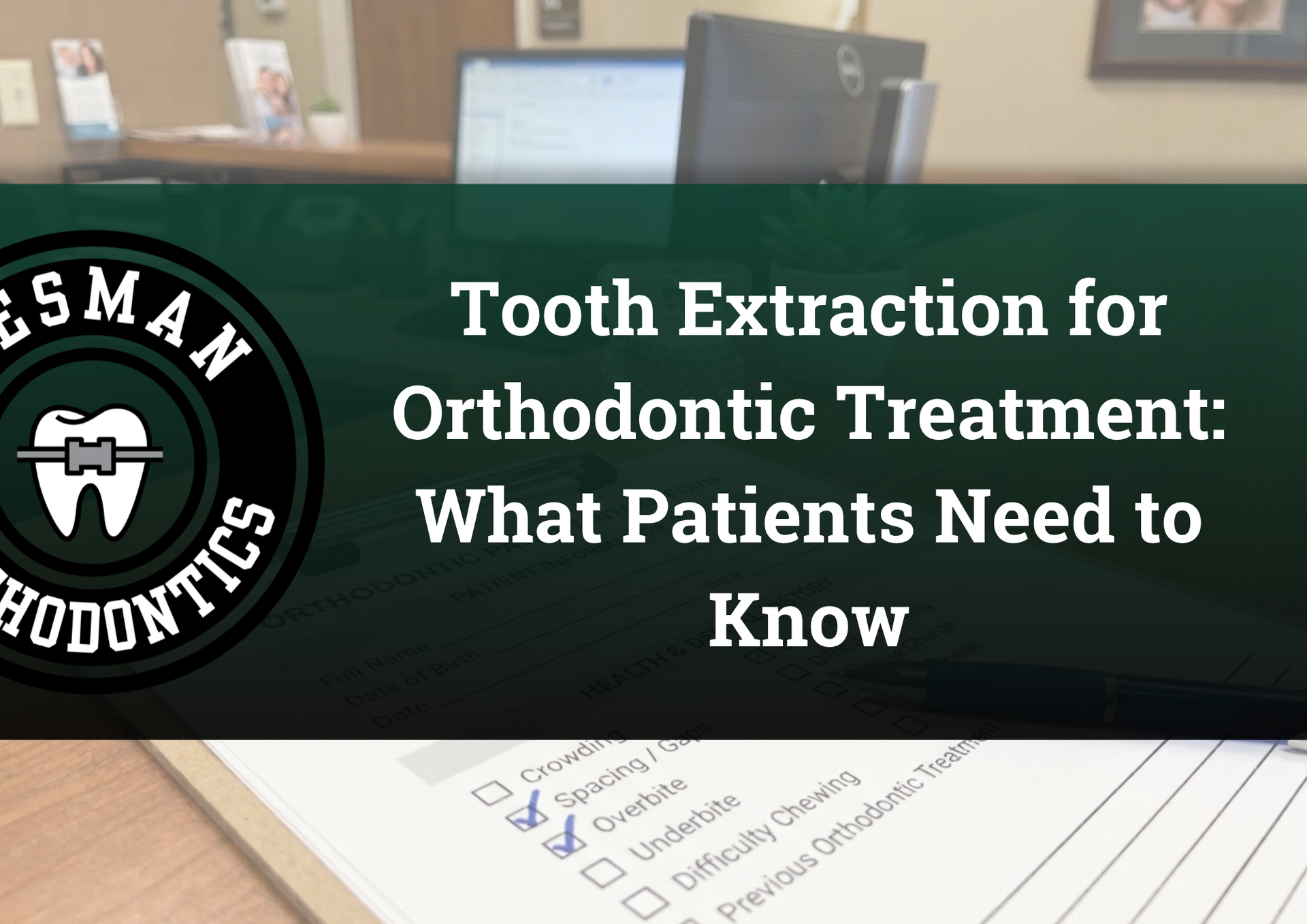 Desman Orthodontics logo outline on a dark green gradient background