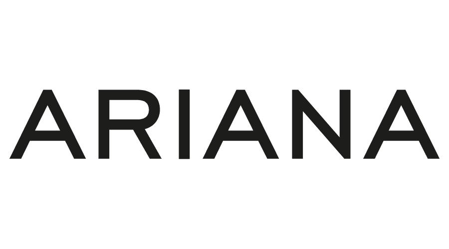 Testo nero con la scritta “ARIANA” su sfondo bianco