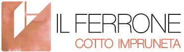 Il Ferrone Cotto Impruneta logo with a terracotta square icon and black/red text