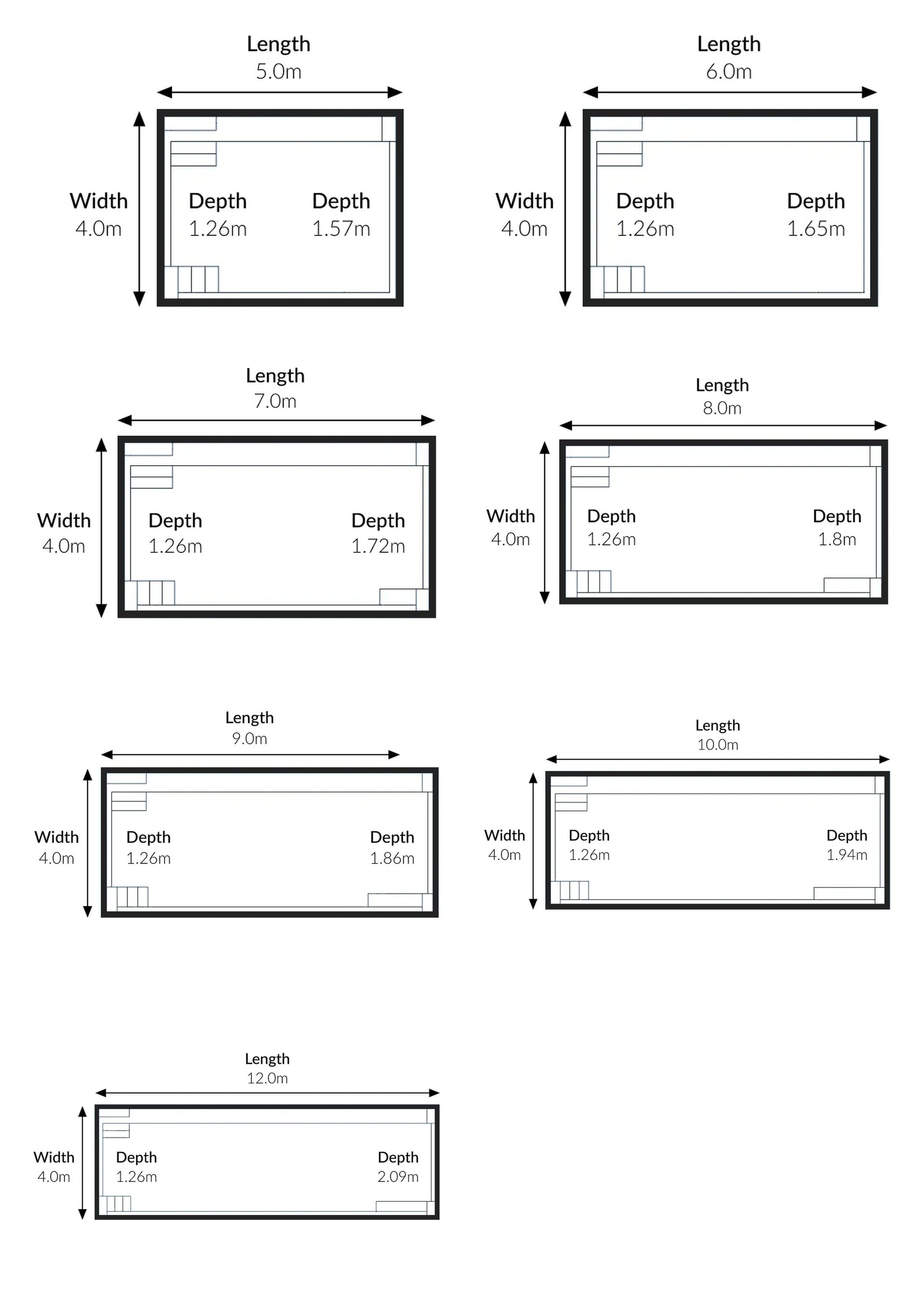 Small black-and-white layout diagram showing several labelled rectangles with measurements — Newcorp Pools In Moore Creek, NSW