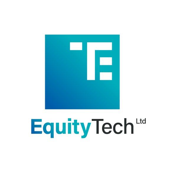 The logo for equity tech ltd is blue and white.