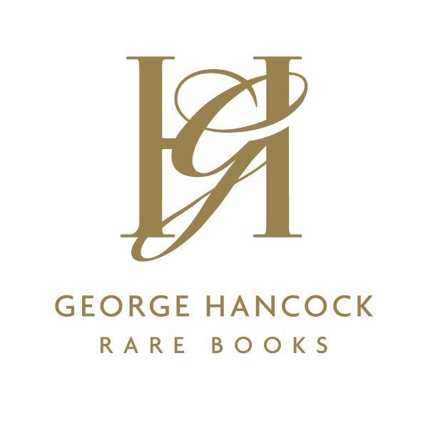 A gold logo for george hancock rare books