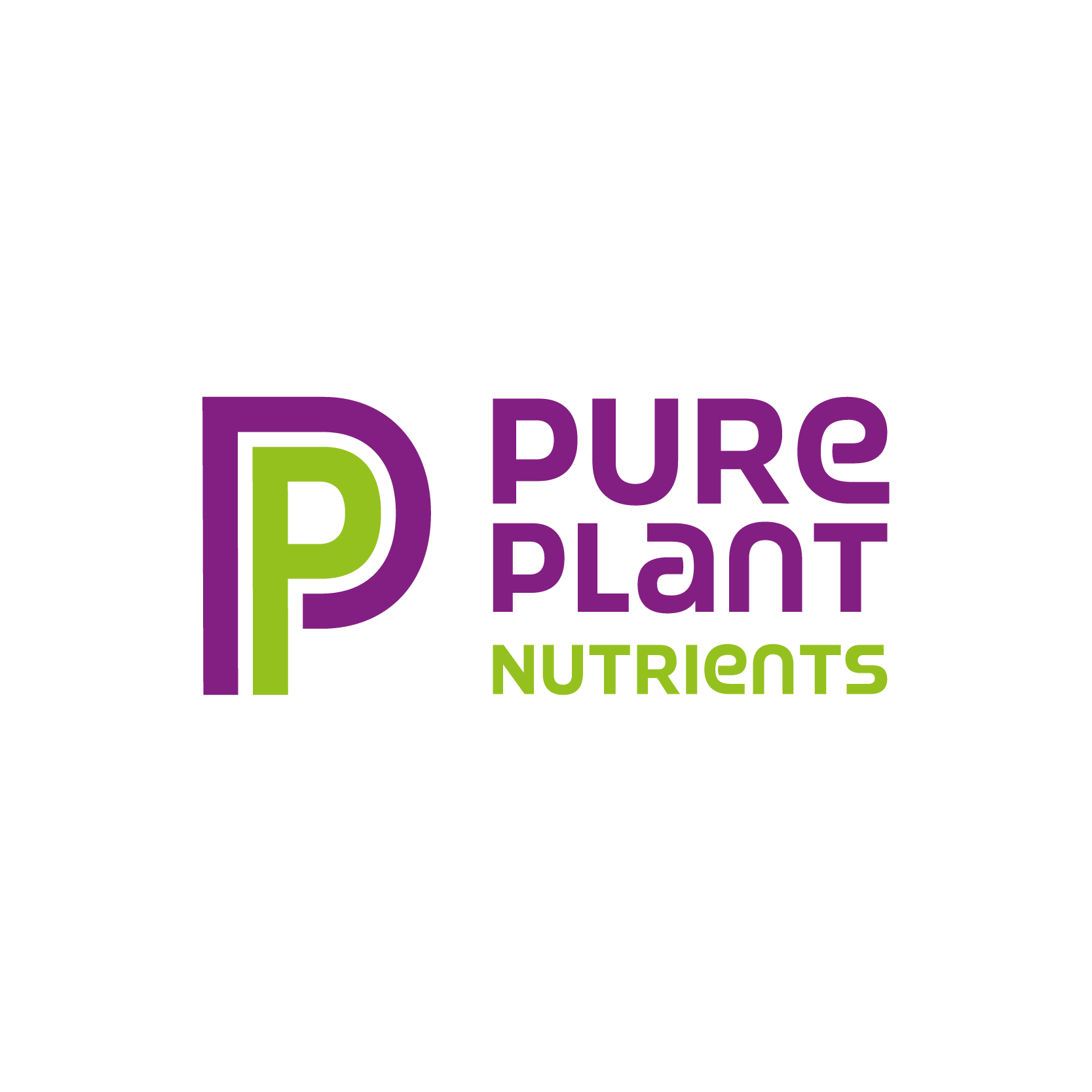 The logo for pure plant nutrients is purple and green.