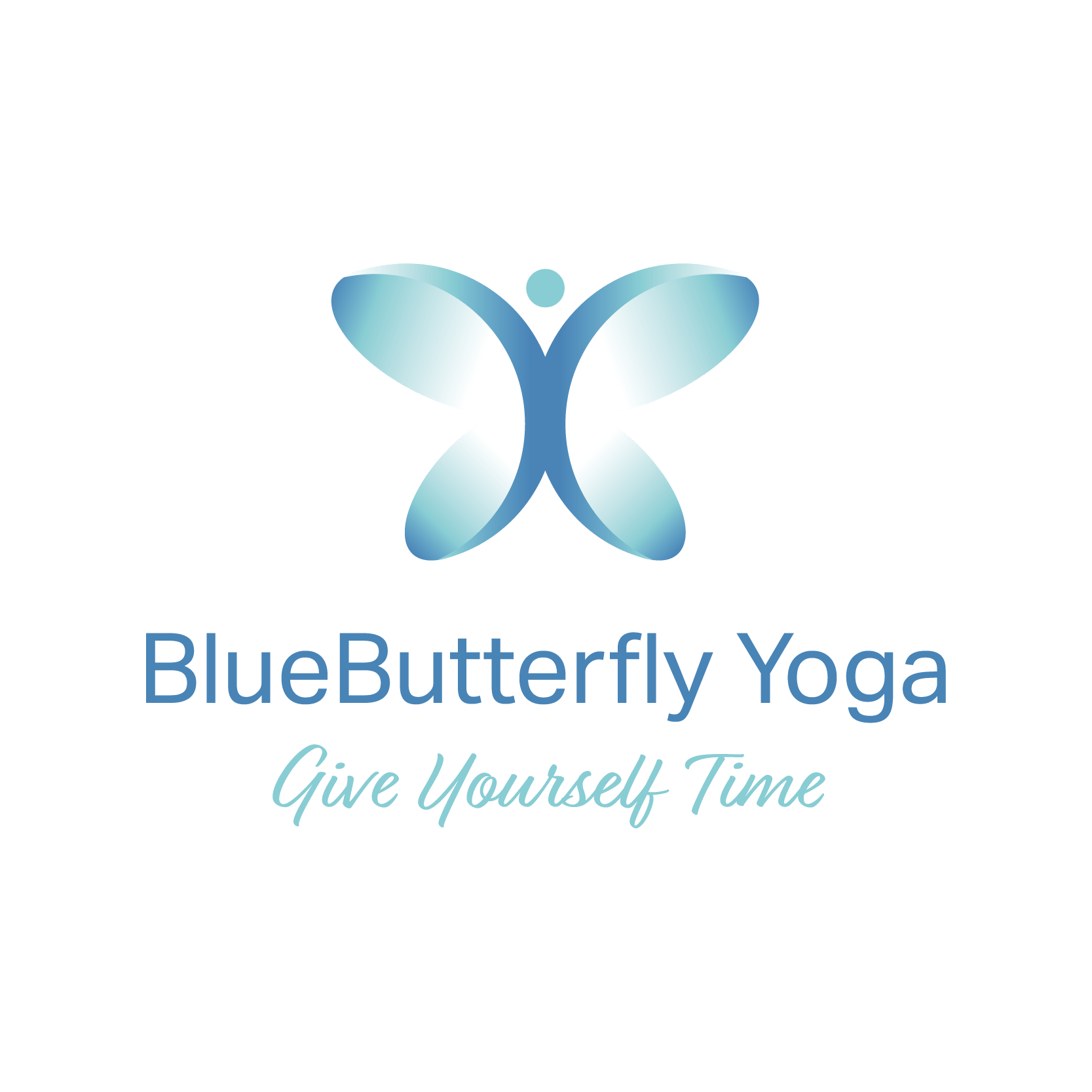 A logo for a yoga studio called blue butterfly yoga