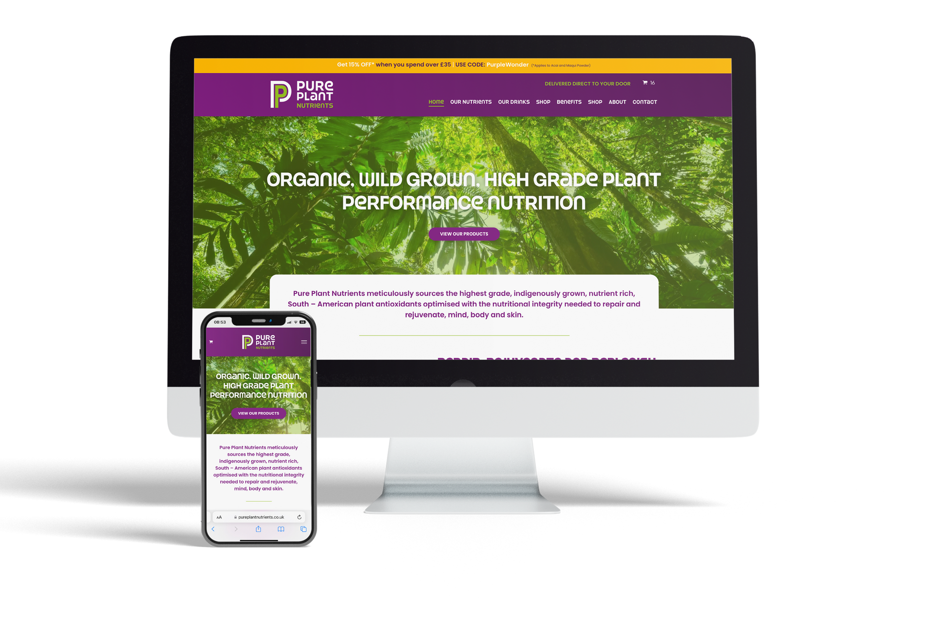 A computer and a cell phone are displaying a website.