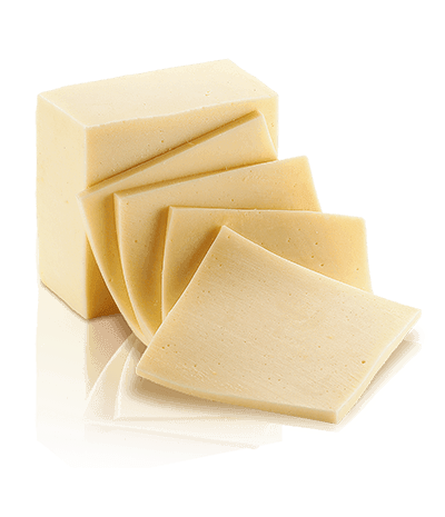 A block of cheese that has been cut into squares