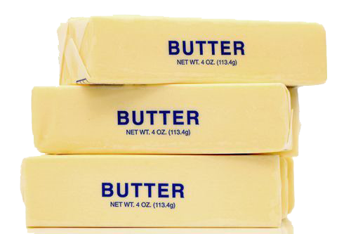Three sticks of butter are stacked on top of each other