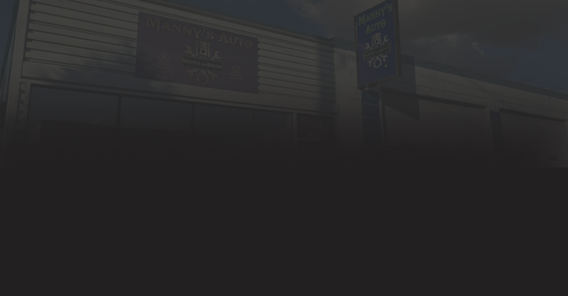 Our shop with gray background overlay | Manny's Auto