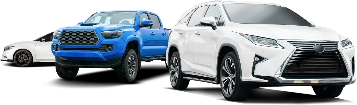 White car, blue truck, white SUV | Manny's Auto