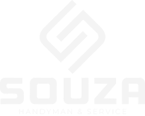 Faded white Souza Handyman Service logo with geometric diamond icon on a light background