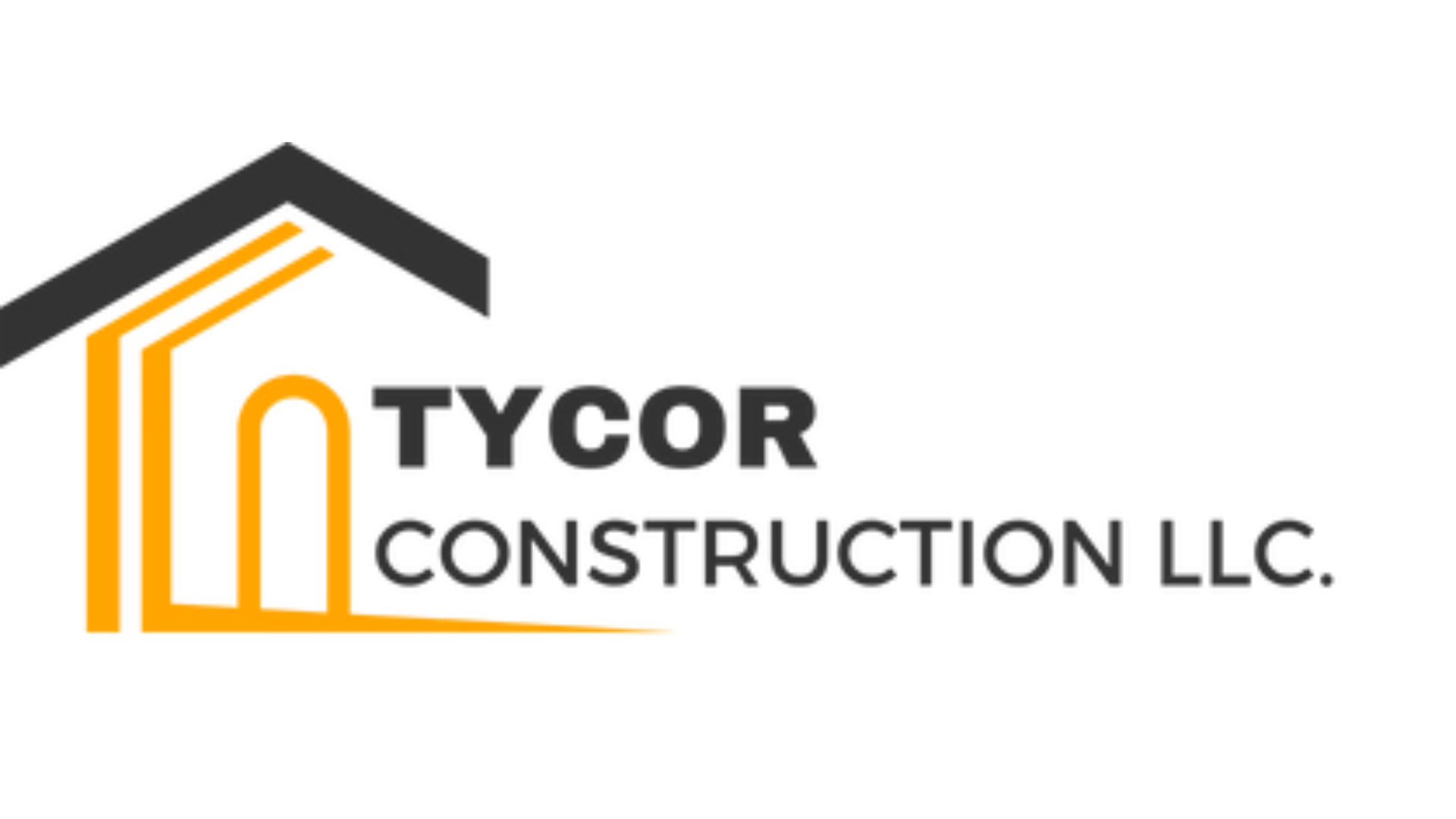 The logo for tycor construction llc shows a house with a roof.