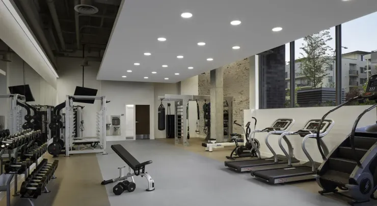 Fitness center at Kirkland Urban in Kirkland, WA.
