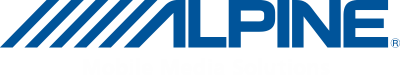 The blue Alpine brand logo featuring diagonal lines to the left of the company name.