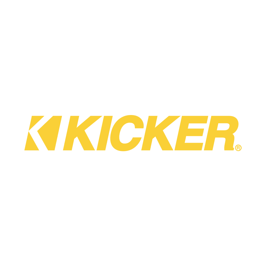 The yellow Kicker logo featuring an abstract letter K symbol followed by the brand name in a bold, sans-serif font.
