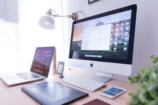 multiple media devices on desk