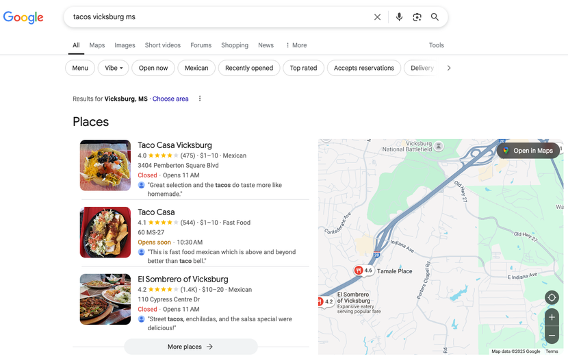 google business listings local pack