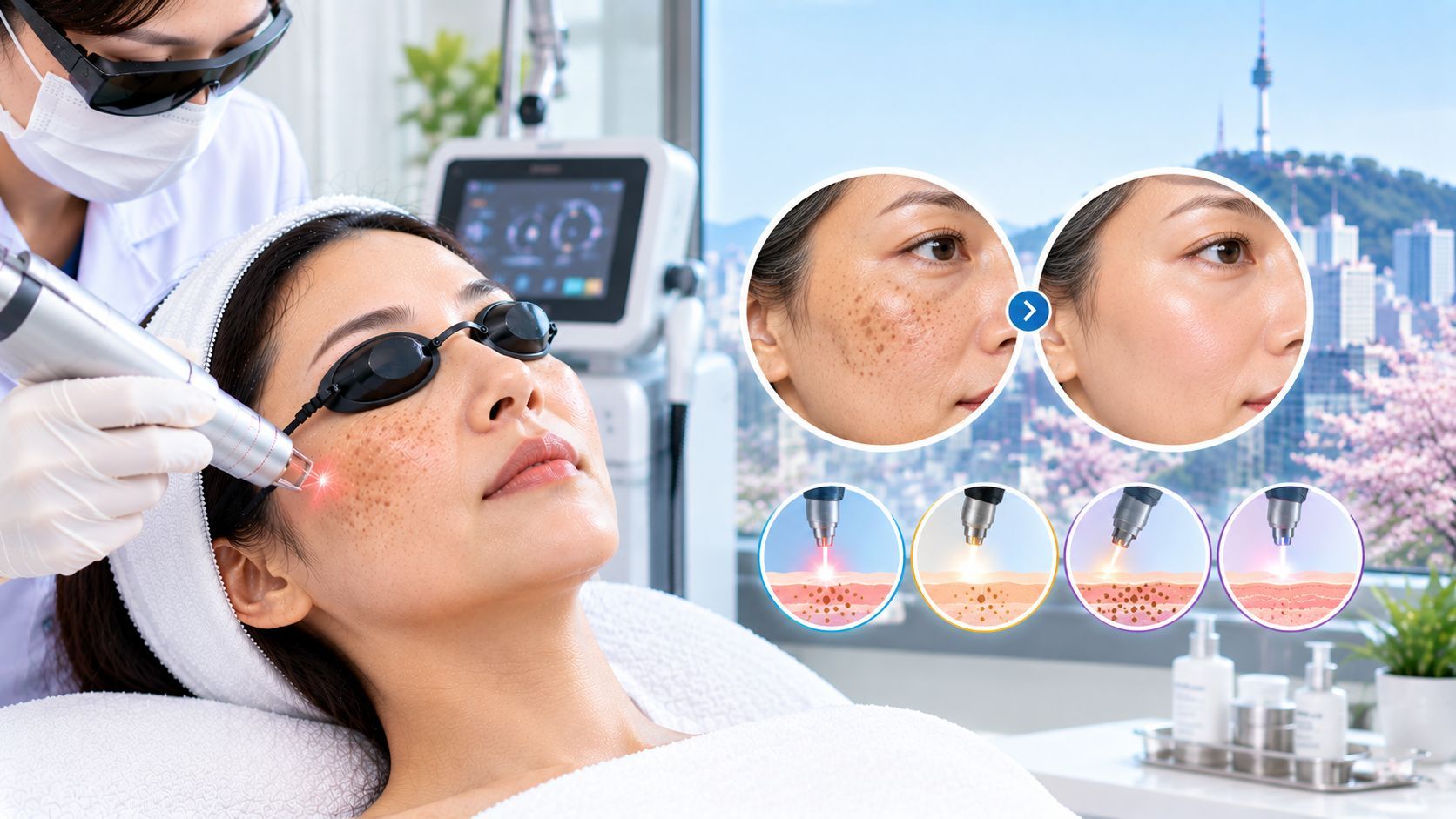 seoul laser treatment for sun spots on mature skin with a dermatologist consultation