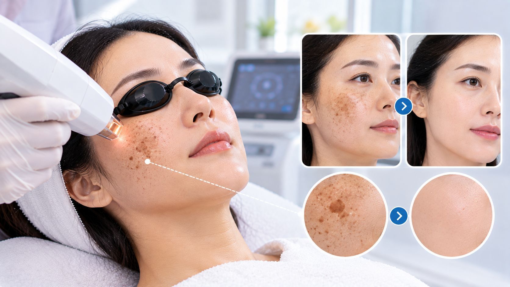Laser treatment targeting age spots for clearer, more even facial skin