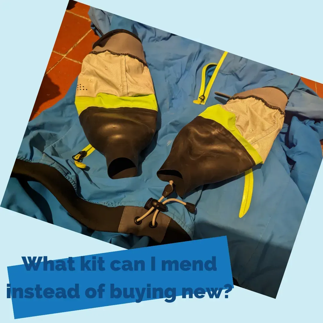A picture of a pair of gloves that says what kit can i mend instead of buying new