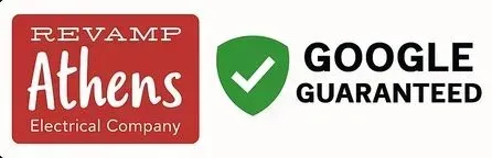 Revamp Athens Electrical Company logo with Google Guaranteed badge and green checkmark