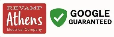 Revamp Athens Electrical Company logo with Google Guaranteed badge and green checkmark