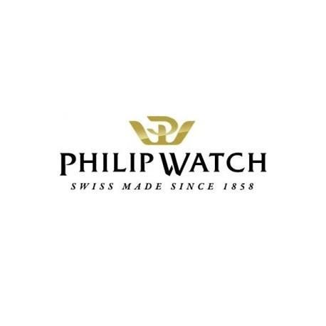 Logo di Philip Watch, produttore di orologi svizzero, emblema dorato sopra il nome del marchio, 