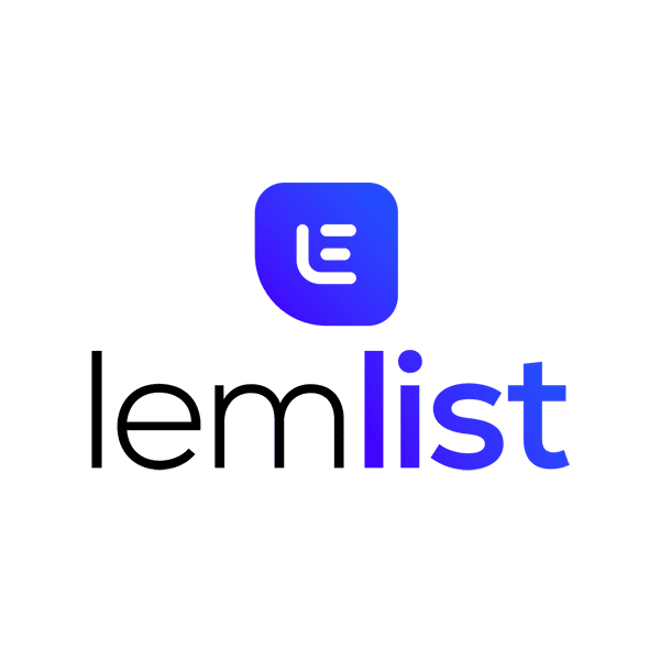 A blue and white logo for lemlist on a white background.