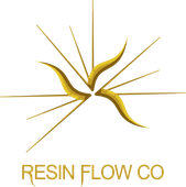 Gold abstract starburst logo above the words &ldquo;RESIN FLOW CO&rdquo;