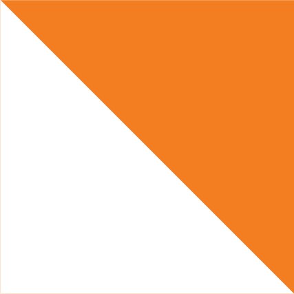 An orange and white triangle on a white background.