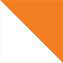 An orange and white triangle on a white background.