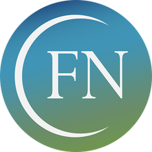 a blue and green circle with the letter fn on it