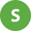 Un « S » blanc dans un cercle vert.