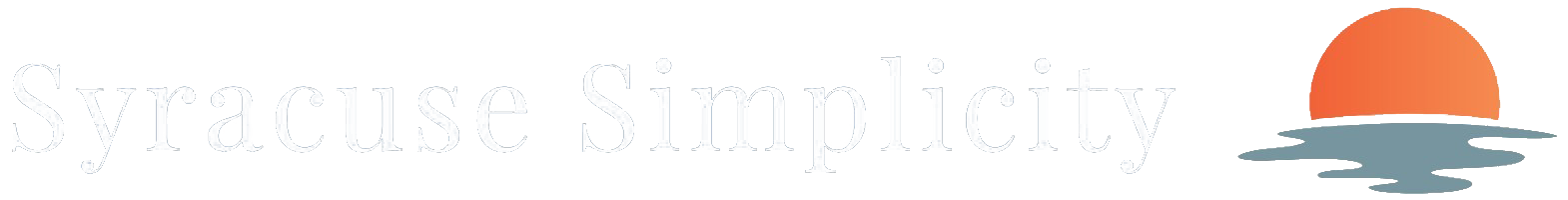 Logo with text "Strategic Simplicity" and a stylized orange sun over blue water.