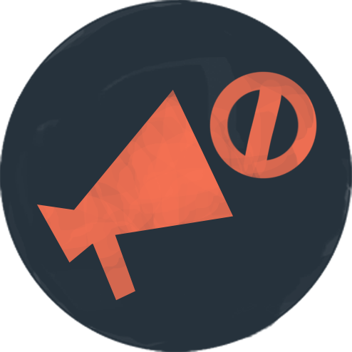 Red icon of a mute sign