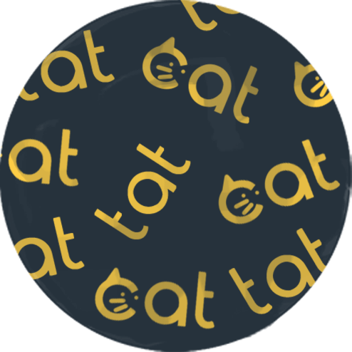 Yellow and black icon with the words tat and cat