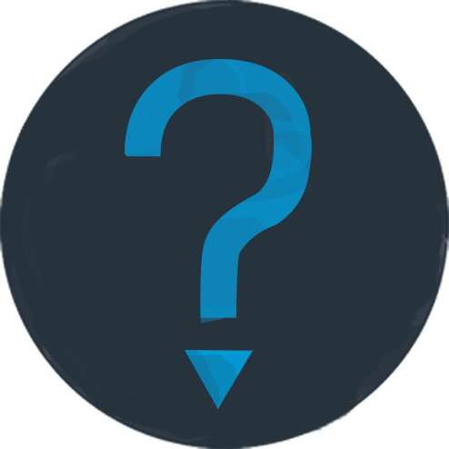 blue icon of a question mark with an arrow to represent confusion in direction