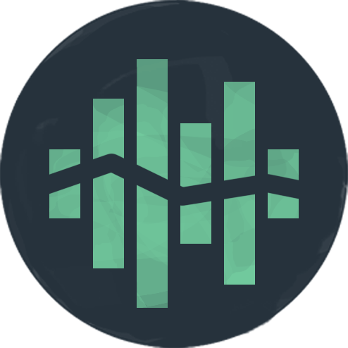 Green icon of a broken audio wave