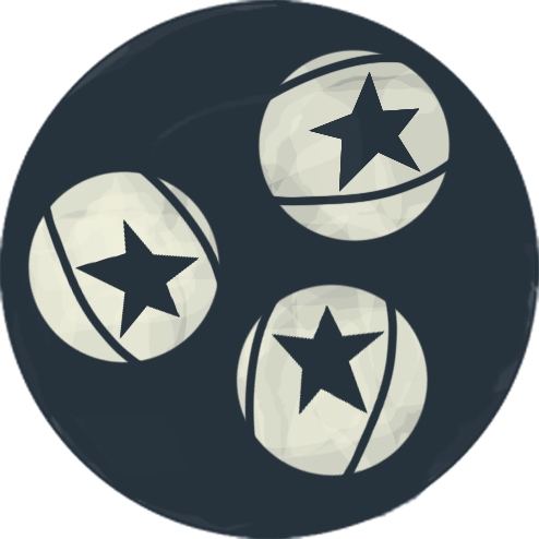 White icon of three balls