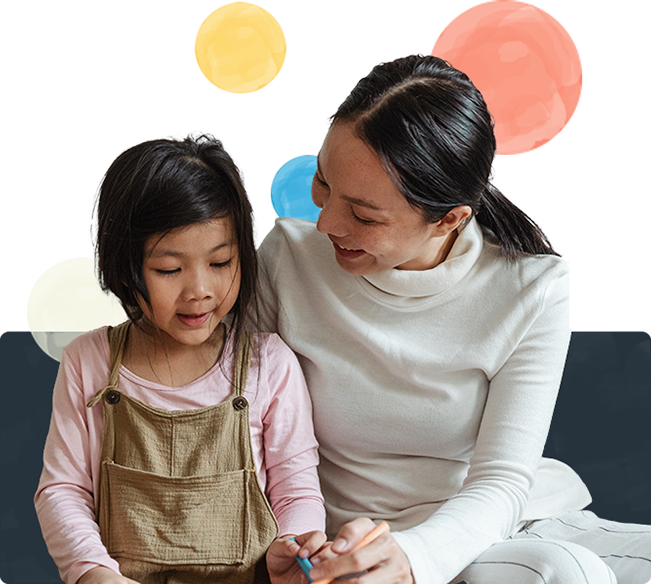 A photo of a mother teacher her daughter