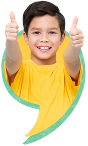 smiling cute boy giving thumbs up