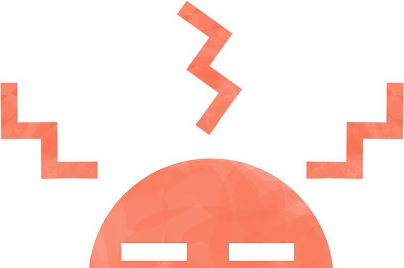 Red illustration of a child with lighting over their head so symbolize symptoms