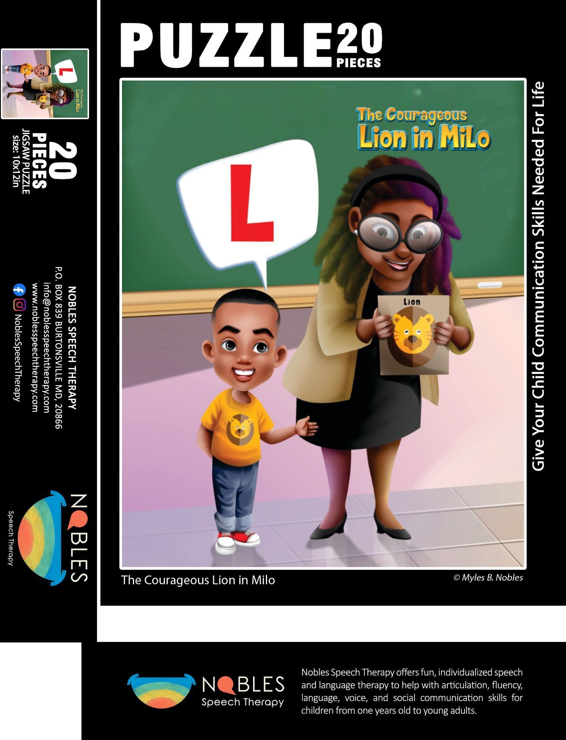 A colorful illustration of the main character from The Courageous Lion in Milo speaks confidently after improving his speech.