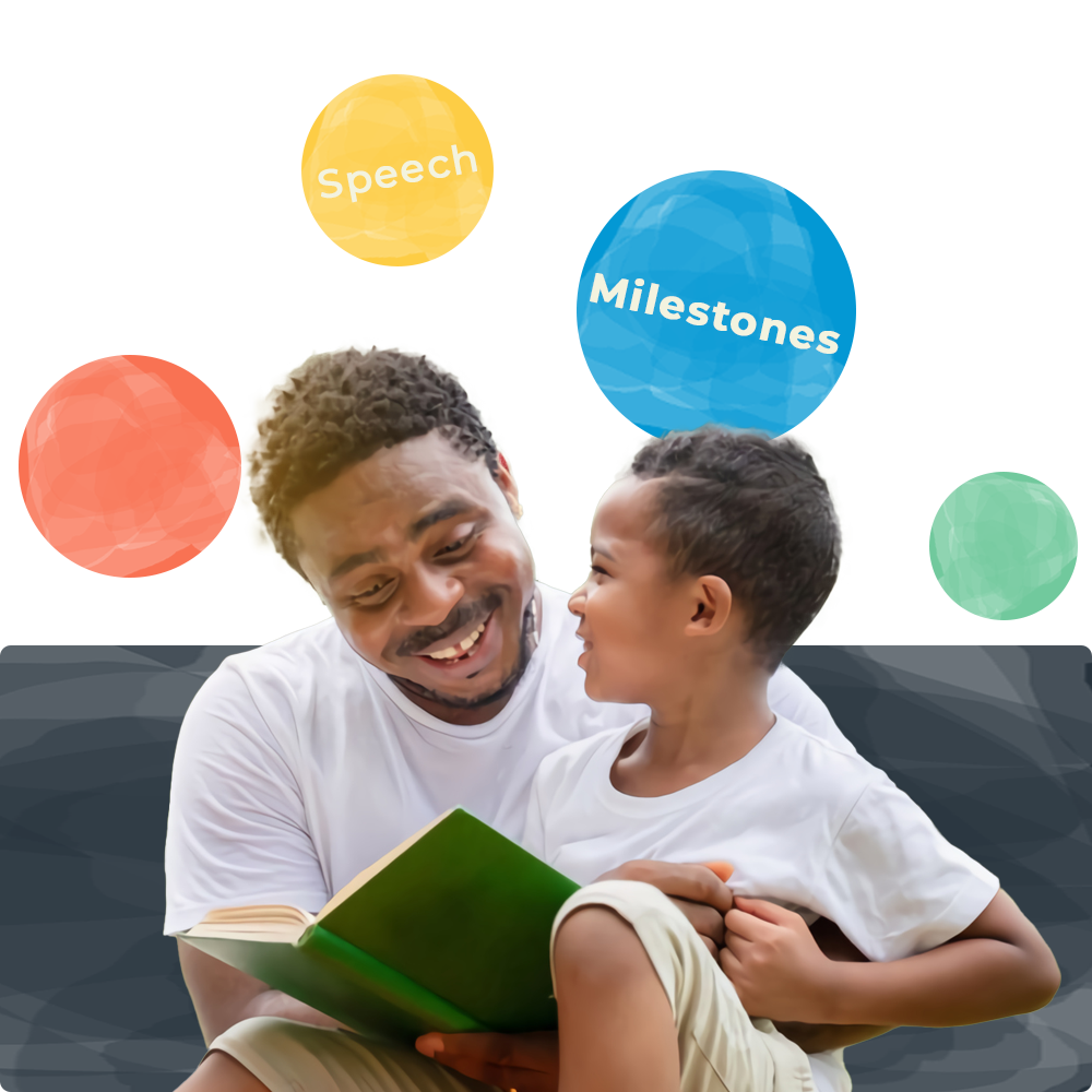 A father teaching his son how to read