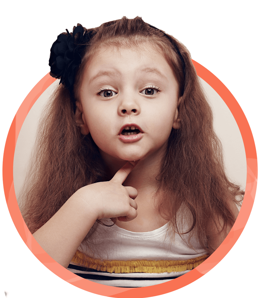 young girl pointing her finger to her neck